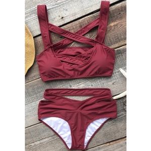 Cross Me Maroon Bikini